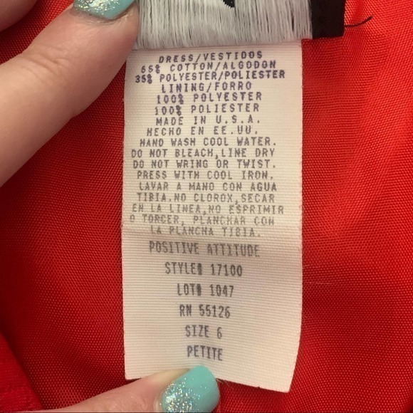 POSITIVE ATTITUDE Vintage Red Quilted Mini Shirt Dress - Petite‎ - Picture 10 of 10